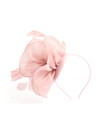 Blush Pink Feather & Soft Fabric Flower Fascinator - link has visual effect only