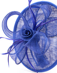 Dark Blue Sinamay Rosette & Feather Fascinator - link has visual effect only
