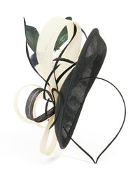 White & Black Feather Large Loop Disc Fascinator - link has visual effect only