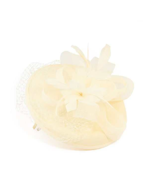 Butter Yellow Loop Disc & Veil Fascinator