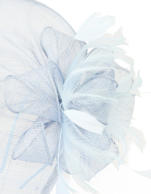 Light Blue Sinamay Feather Teardrop Shaped Fascinator