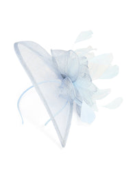 Light Blue Sinamay Feather Teardrop Shaped Fascinator - link has visual effect only