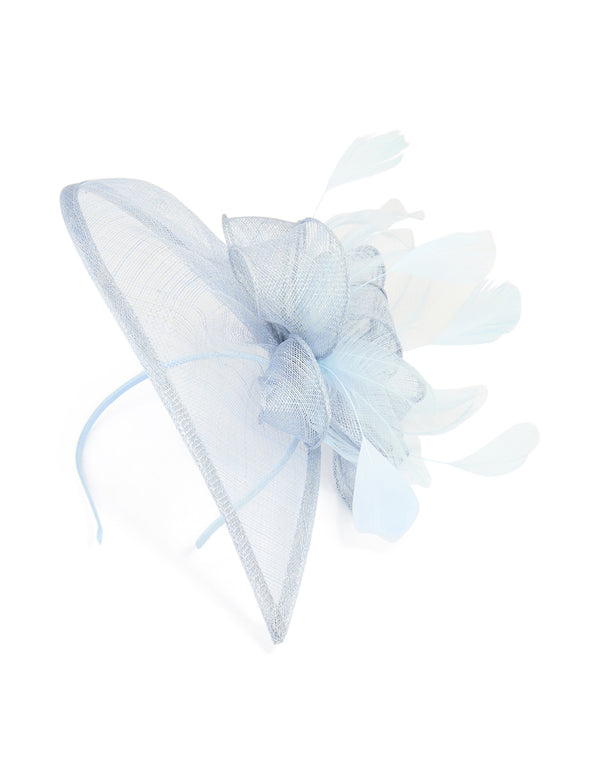 Light Blue Sinamay Feather Teardrop Shaped Fascinator