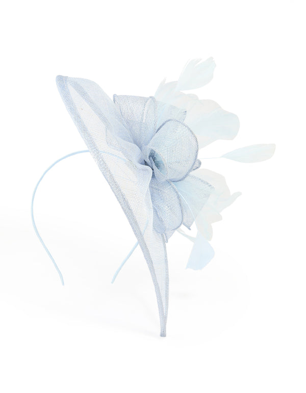 Light Blue Sinamay Feather Teardrop Shaped Fascinator