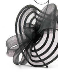 Black Sinamay Fabric Bow & Quill Fascinator - link has visual effect only