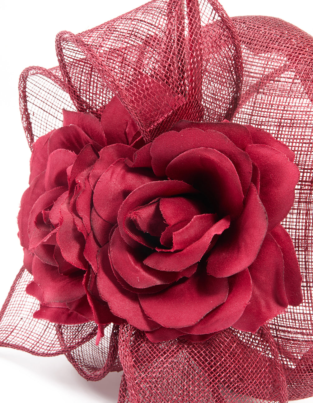 Burgundy Flower Pillbox Quill Fascinator