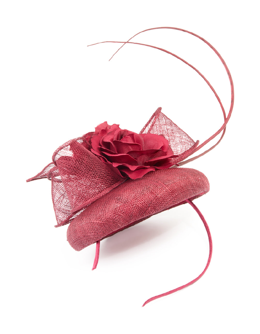 Burgundy Flower Pillbox Quill Fascinator