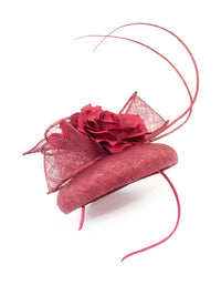 Burgundy Flower Pillbox Quill Fascinator - link has visual effect only