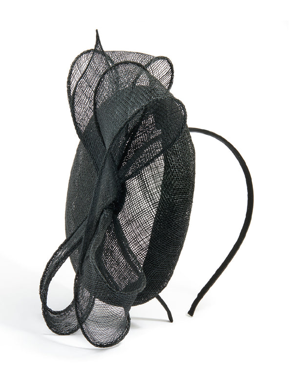 Black Sinamay Bow Pillbox Fascinator