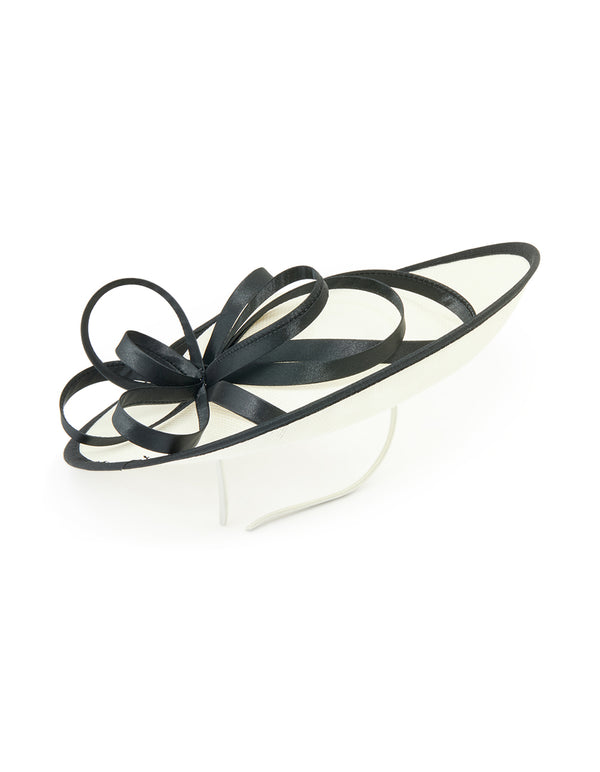Black & White Sinamay Fabric Ribbon Hat Fascinator