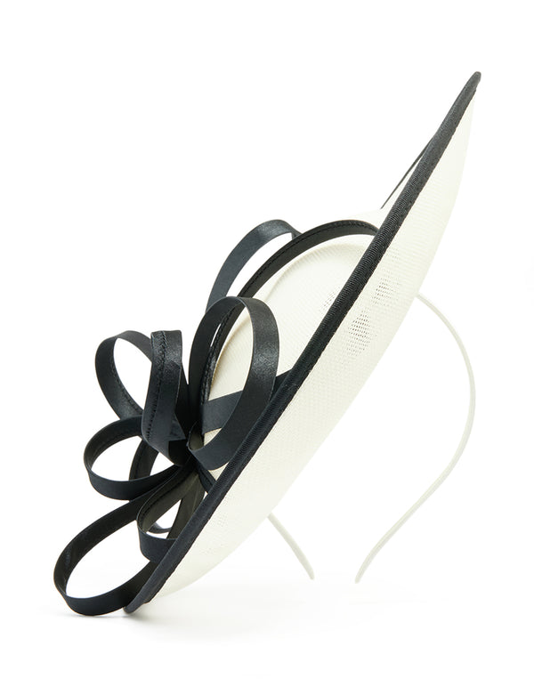 Black & White Sinamay Fabric Ribbon Hat Fascinator