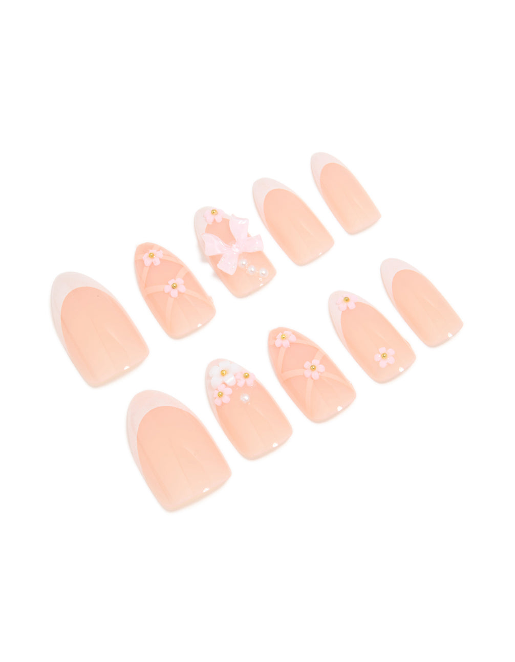 White Floral Mix  Press On Nail Set