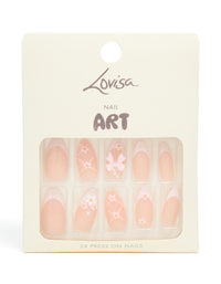 White Floral Mix  Press On Nail Set - link has visual effect only