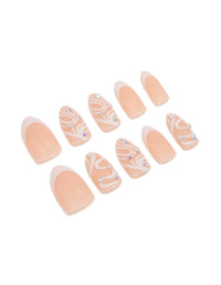 Pink Wave Diamante Mixed Press On Nail Set - link has visual effect only