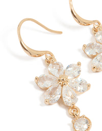 Gold Cubic Zirconia Flower Hook Drop Earrings - link has visual effect only