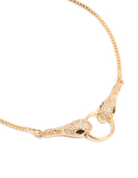 Gold Cubic Zirconia Double Snake Toggle Bracelet - link has visual effect only