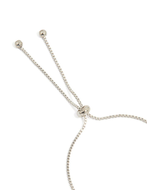 Silver Cubic Zirconia Flower & Leaf Toggle Bracelet