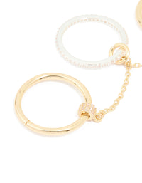 Mixed Metal Cubic Zirconia Multi-Chain Connected Ring - link has visual effect only