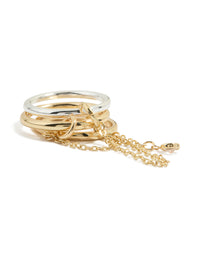 Mixed Metal Cubic Zirconia Chain Ring - link has visual effect only