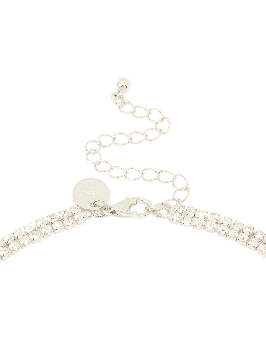 Silver Diamante Layered V-Cut Necklace