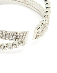 Silver Diamante Crossed Wrist Cuff - link has visual effect only
