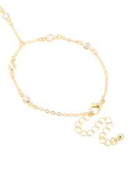 Gold Plated Diamante Hand Chain - link has visual effect only