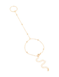 Gold Ball Chain Hand Chain - link has visual effect only