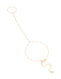 Gold Pearl Dainty Hand Chain - link has visual effect only