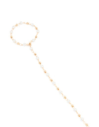 Gold Pearl Dainty Hand Chain - link has visual effect only