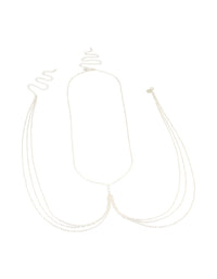 Silver Pearl Layered Body Chain - link has visual effect only