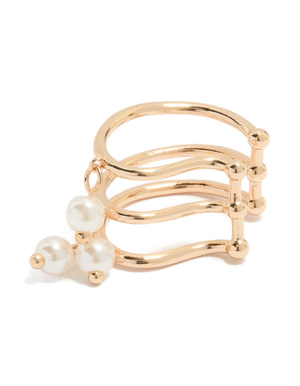 Gold Pearl Layered Ear Cuff