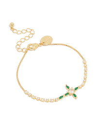 Gold Plated Brass Emerald Cross Cubic Zirconia Toggle Bracelet - link has visual effect only