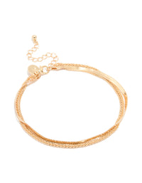 Gold Triple Layered Mixed Chain Anklet - link has visual effect only