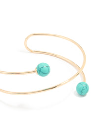 Gold Blue Marbled Ball Arm Cuff - link has visual effect only