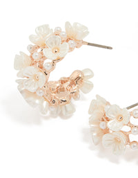Rose Gold Dainty Multi Flower Hoop Earrings - link has visual effect only