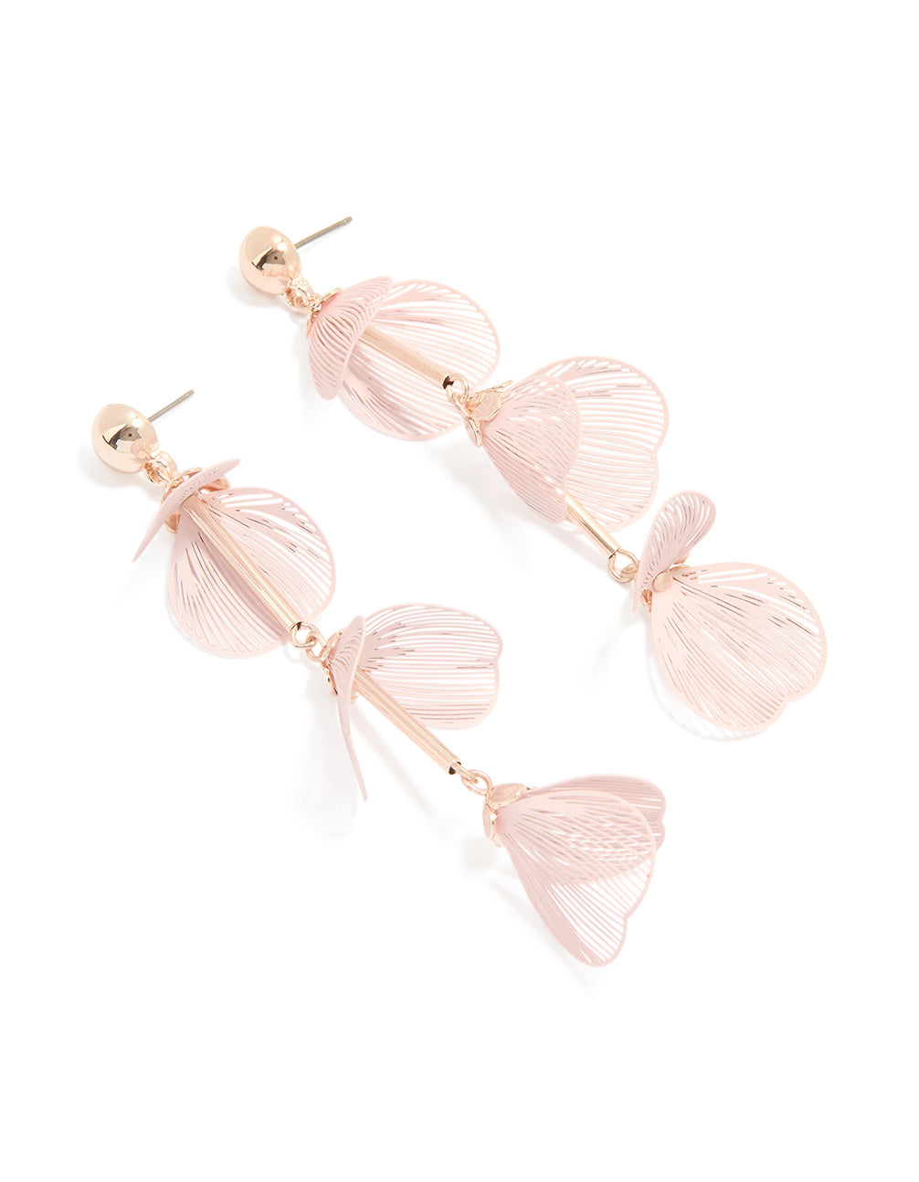 Rose Gold Flower Drop Earrings