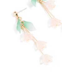 Rose Gold Dainty Pink Flower Vine Drop Earrings - link has visual effect only