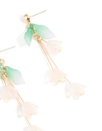 Rose Gold Dainty Pink Flower Vine Drop Earrings - link has visual effect only