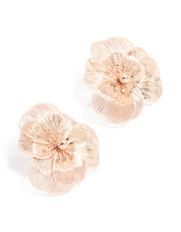 Rose Gold Mesh Flower Large Stud Earrings - link has visual effect only
