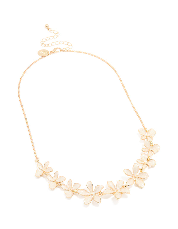 Gold Enamel Flower Necklace