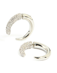 Silver Diamante Half Hook Hoop Earrings - link has visual effect only