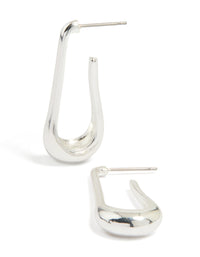 Silver Skinny Wavy Hoop Earrings - link has visual effect only