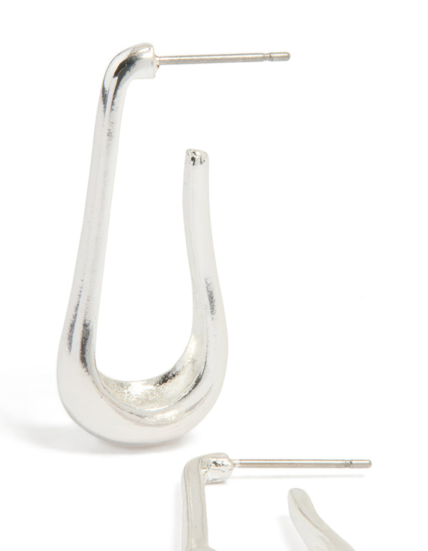 Silver Skinny Wavy Hoop Earrings