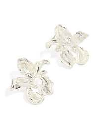 Silver Molten Flower Stud Earrings - link has visual effect only
