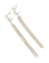 Silver Diamante Stud & Cuff Drop Earrings - link has visual effect only