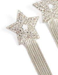 Silver Diamante Star Chain Drop Earrings - link has visual effect only