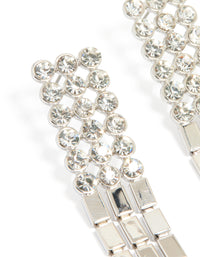 Silver Round Diamante & Chain Drop Earrings - link has visual effect only