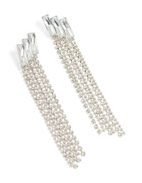 Silver Diamante Chain Drop Earrings - link has visual effect only