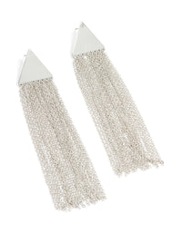Silver Triangle & Chain Drop Earrings - link has visual effect only