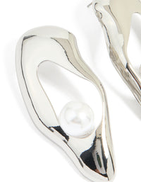 Silver Pearl Abstract Stud Earrings - link has visual effect only